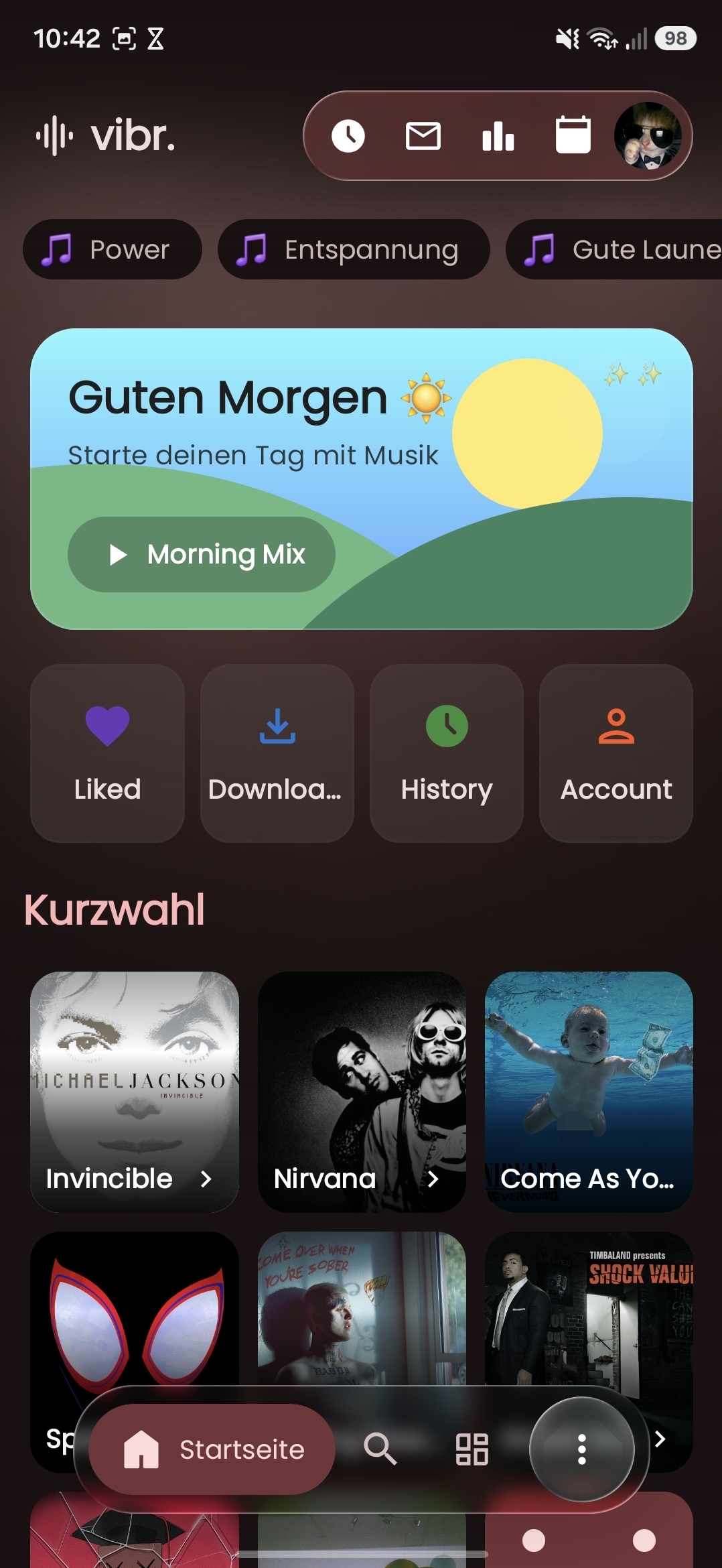 Home screen